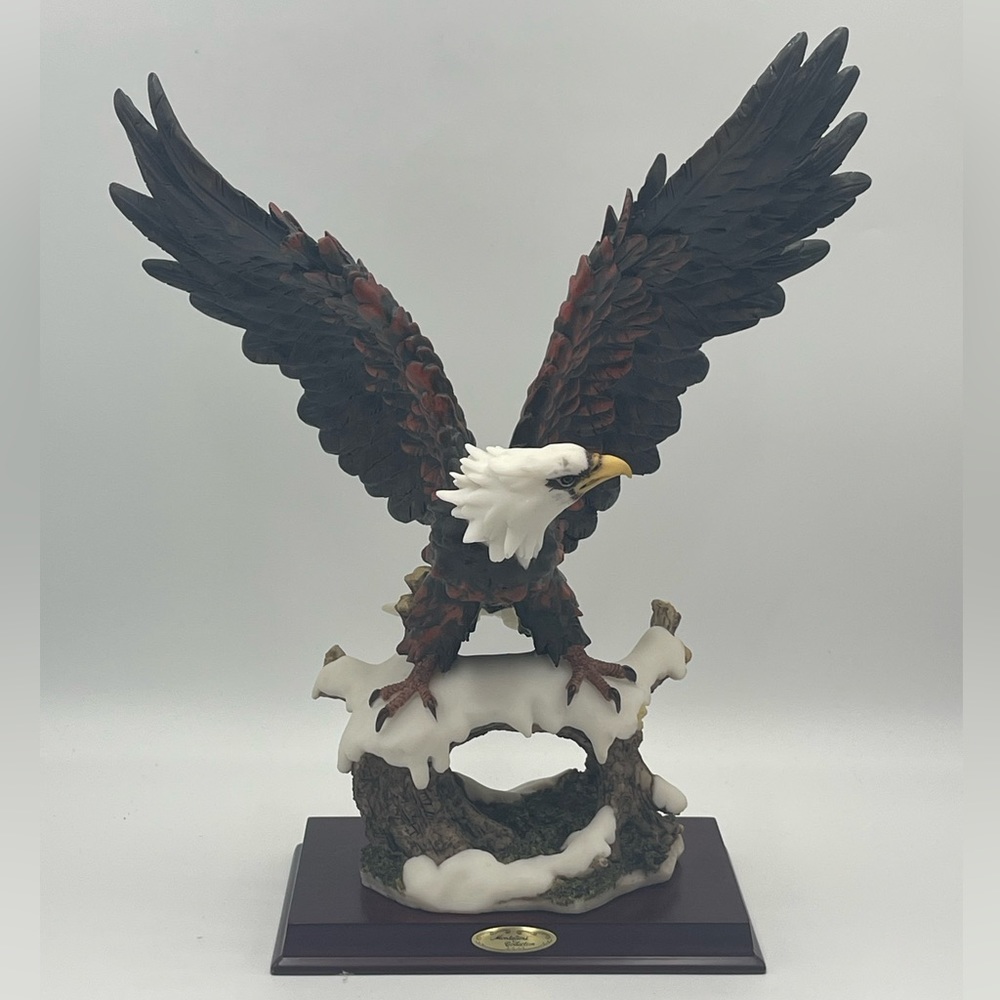 Montefiori Collection Italy Design: Open Winged Eagle Sculpture on Snowy Branch